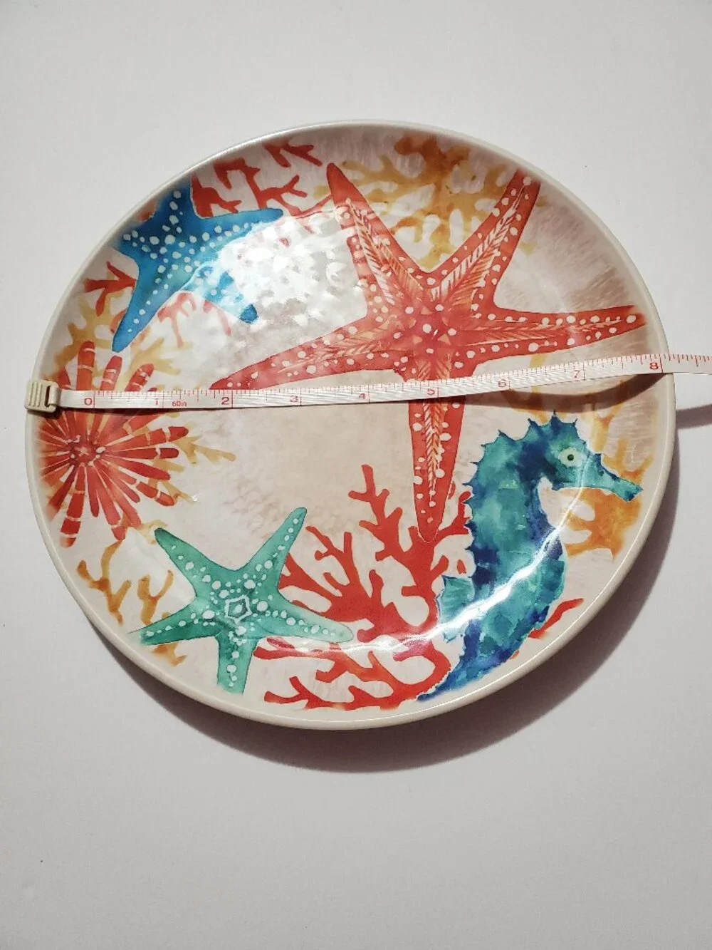 Seahorse Starfish Coral Melamine Set of 9 Plates